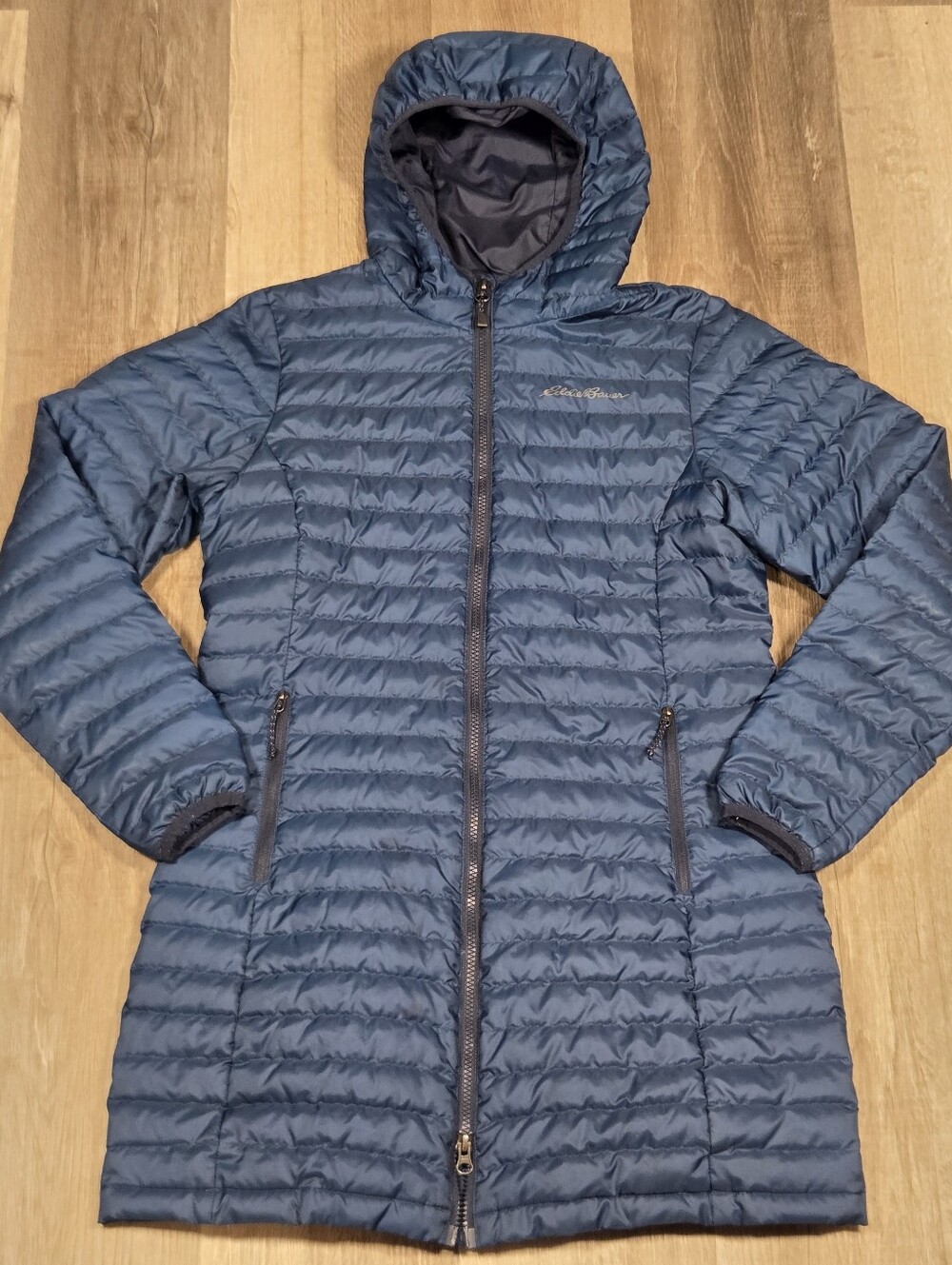 Eddie Bauer EB650 Down Puffer Parka Women’s Size Small Blue/teal Hooded Jacket